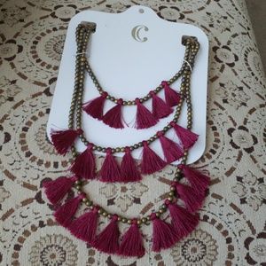 NWT  - 3 Strand Tassel/Fringe Necklace